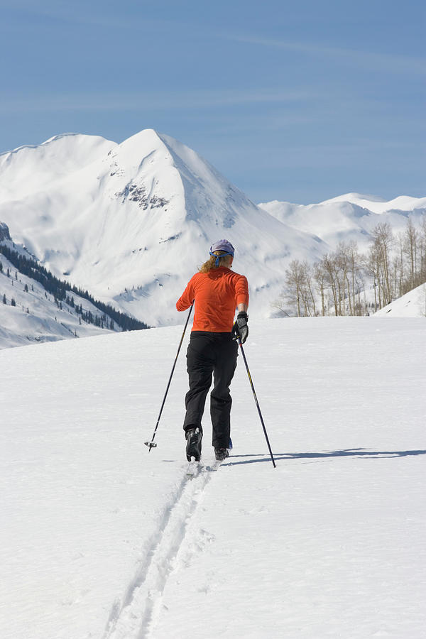 Winter Photograph - Woman Cross Country Skiing, Colorado #6 by J.C. Leacock