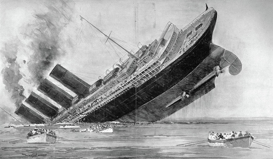 World War I Lusitania Drawing by Granger Pixels