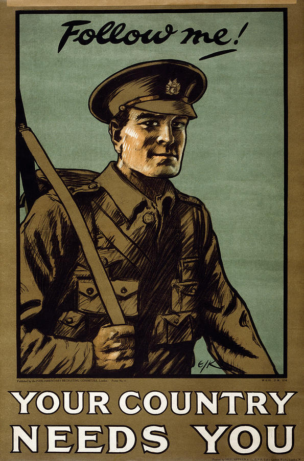 Wwi Recruitment Poster Painting by Granger - Pixels