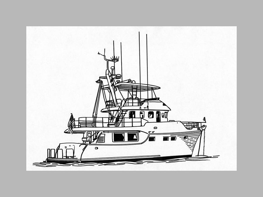 60 Foot Nordhav Grand Yacht Drawing by Jack Pumphrey