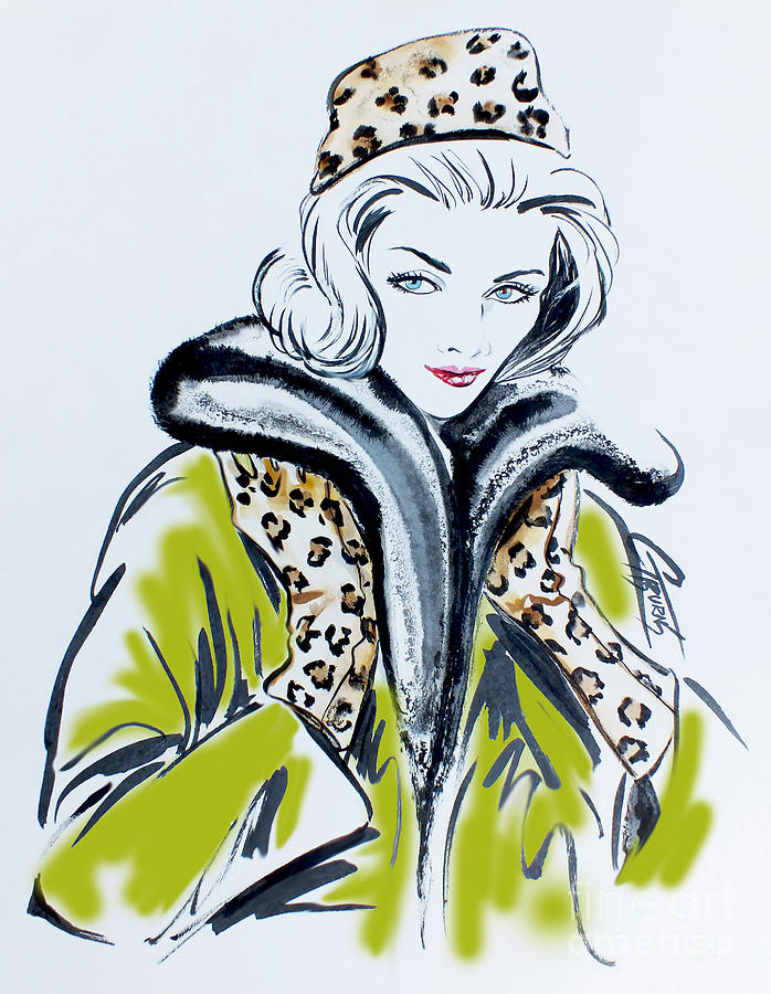 Retro Painting - 60s Fur Leopard Fashion Statement by GG Burns