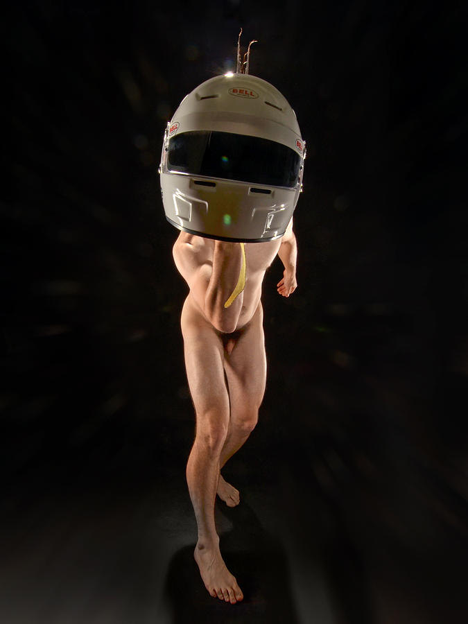 6151 Male Nude with Bell Racing Helmet Photograph by Chris Maher