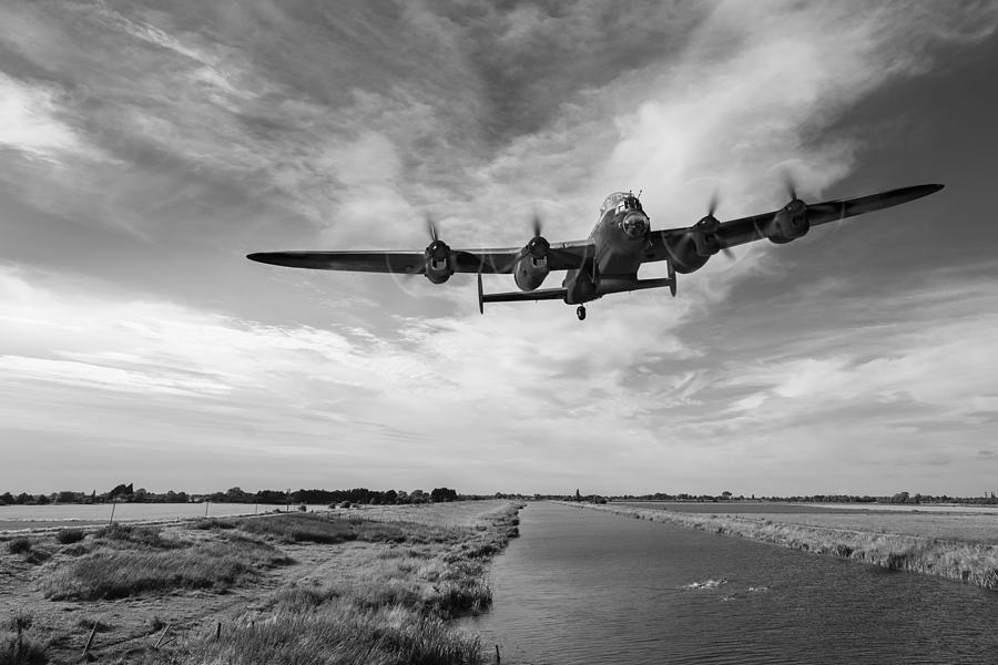 617 Squadron Lancaster training sortie black and white version Digital Art by Gary Eason