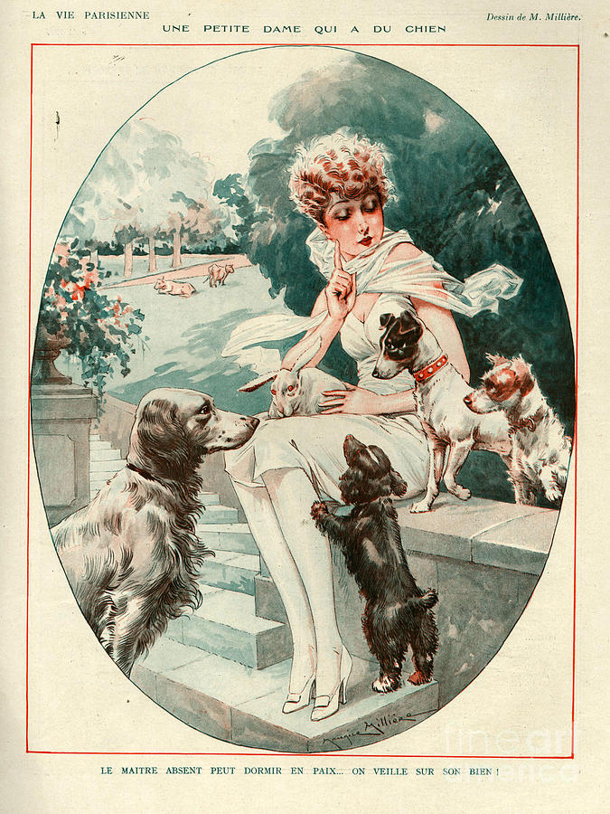 Dog Drawing - 1920s France La Vie Parisienne Magazine #62 by The Advertising Archives