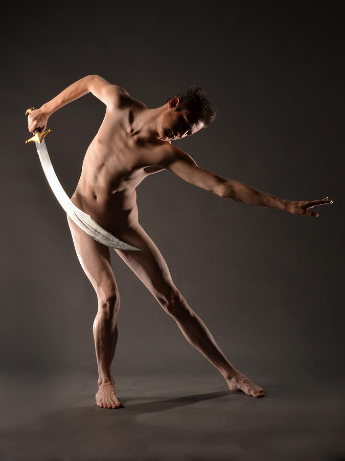 6203 Sweet Male Nude with Curved Sword  Photograph by Chris Maher