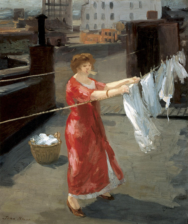 Red Kimono on the Roof Photograph by John Sloan