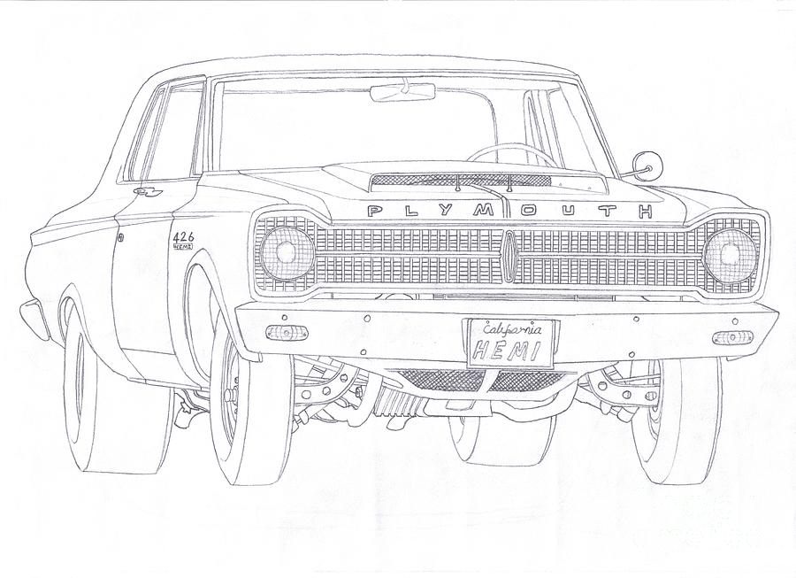 65'Plymouth BelvederePro Stock Drawing by Kaan Ipek Fine Art America