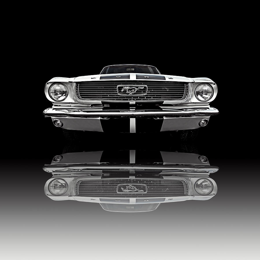 66 Mustang Reflection on Black Photograph by Gill Billington
