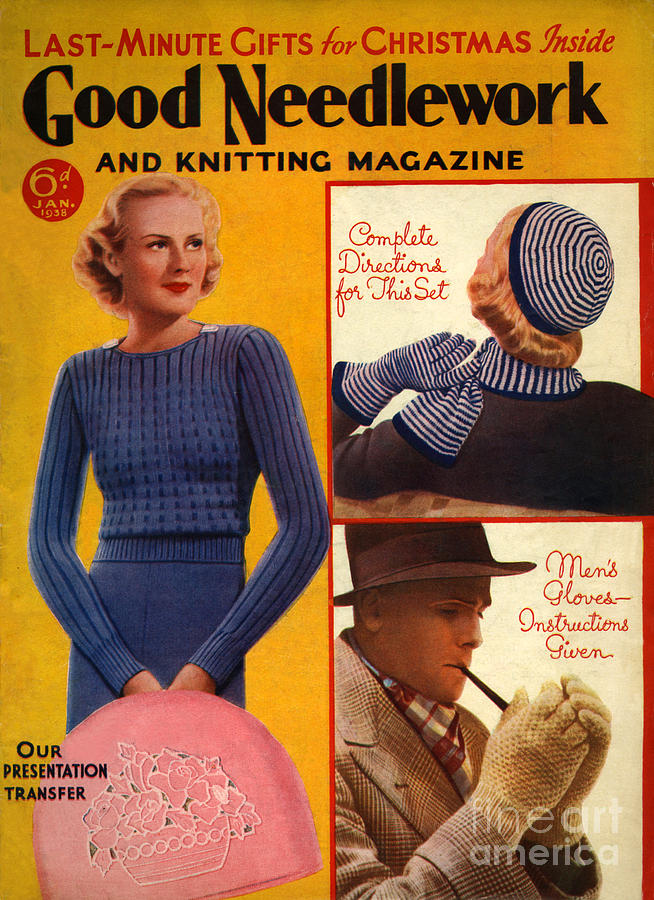 Magazine Cover Drawing - 1930s Uk Good Needlework And Knitting #7 by The Advertising Archives