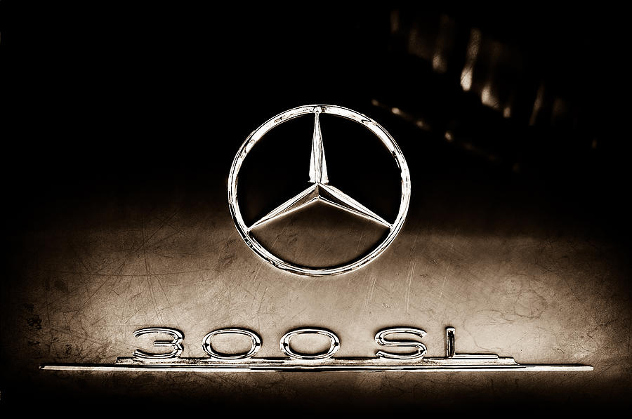 1955 Mercedes-Benz Gullwing 300 SL Emblem Photograph by Jill Reger