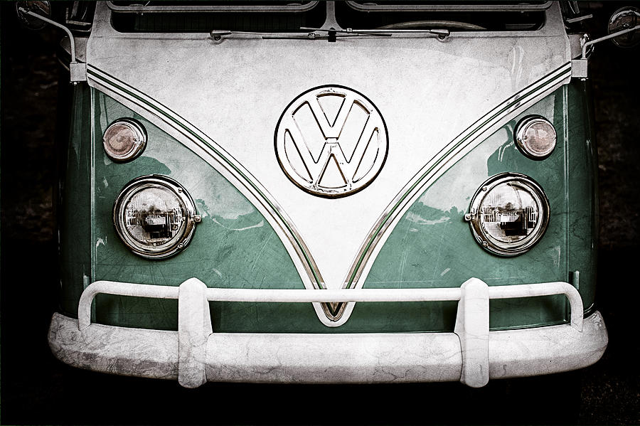 Car Photograph - 1964 Volkswagen VW Samba 21 Window Bus Emblem #7 by Jill Reger