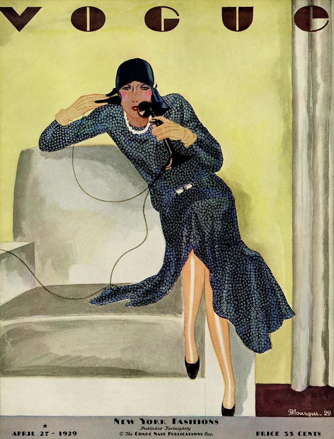 A Vintage Vogue Magazine Cover Of A Woman Photograph by Pierre Mourgue