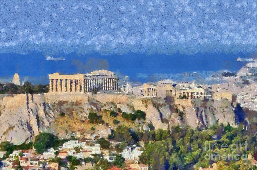 Acropolis of Athens #5 Painting by George Atsametakis