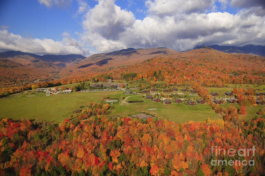 Aerial view of fall foliage in Stowe Vermont #7 Photograph by Don Landwehrle