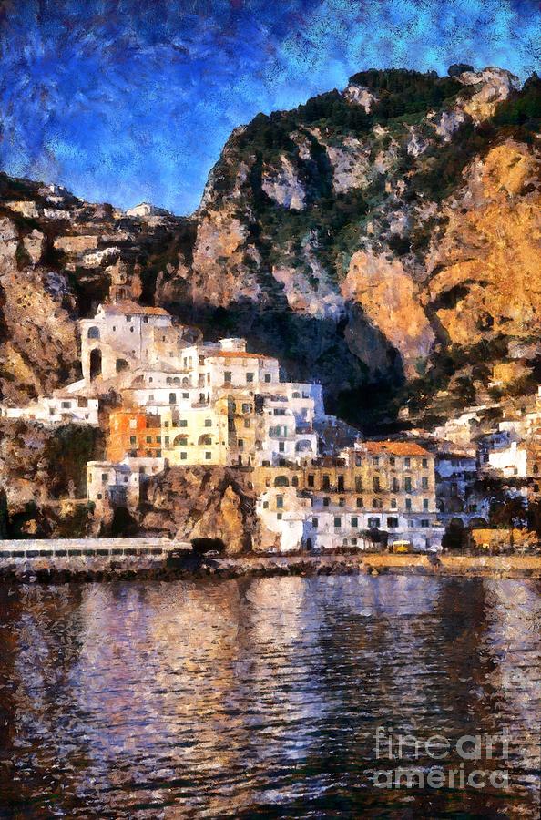 Amalfi town in Italy #6 Painting by George Atsametakis