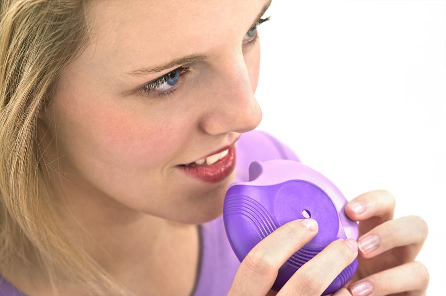 Asthma inhaler use #7 Photograph by Science Photo Library