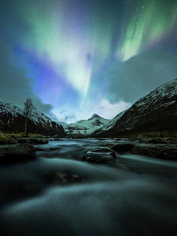 Aurora Borealis Over A River #7 Photograph by Tommy Eliassen/science Photo Library