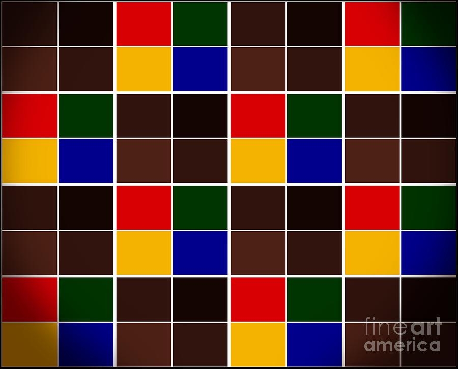 Tiled Color Blocks with Brown and Black Digital Art by Barbara A Griffin