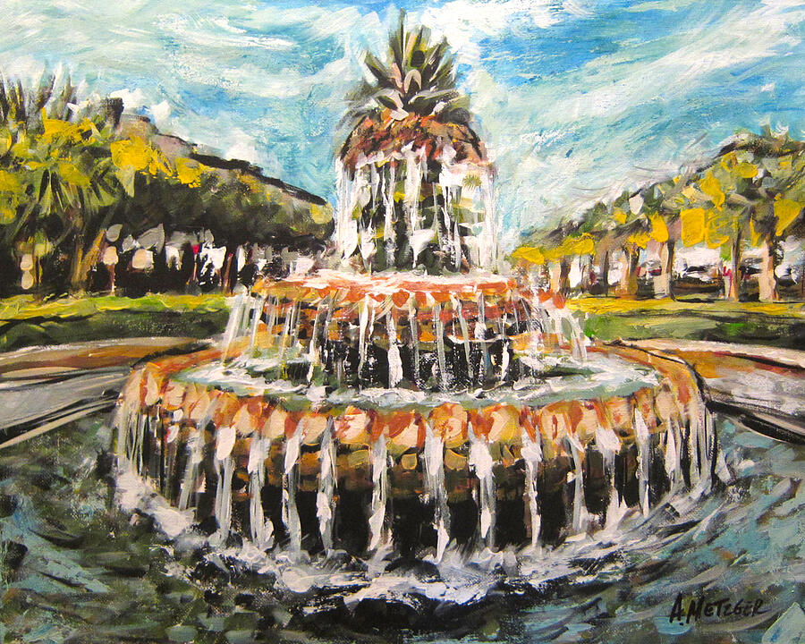 Charleston Fountain #7 Painting by Alan Metzger