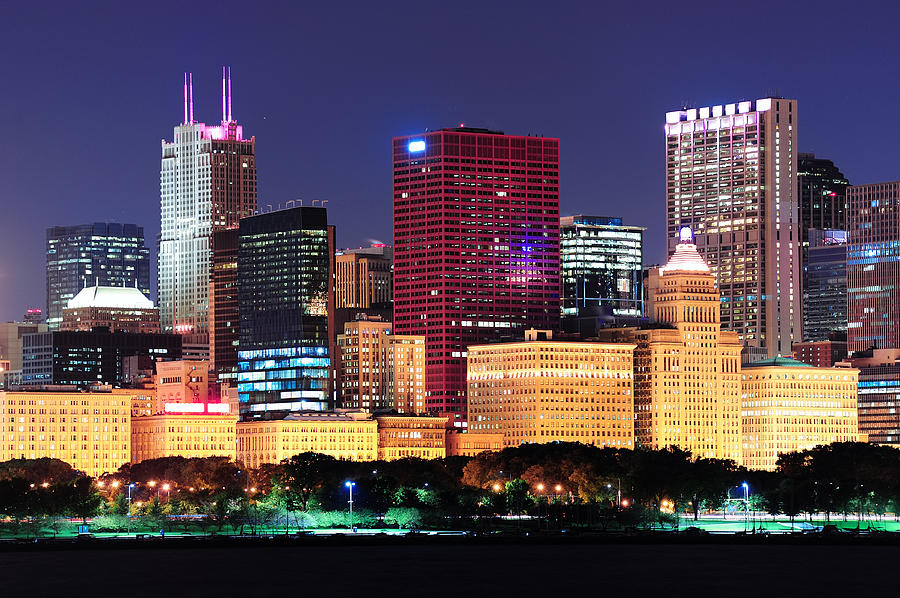 Chicago skyline at dusk #7 Photograph by Songquan Deng