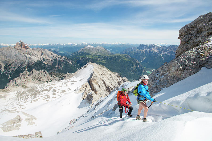 Snow Photograph - Climbing At Via Ferrata Ivano Dibona by Marcos Ferro Snow Photograph - Climbing At Via Ferrata Ivano Dibona by Marcos Ferro