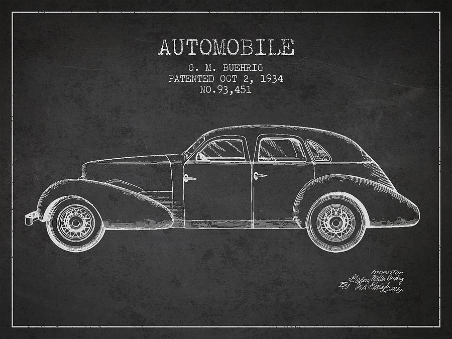 Vintage Digital Art - Cord Automobile Patent from 1934 #9 by Aged Pixel
