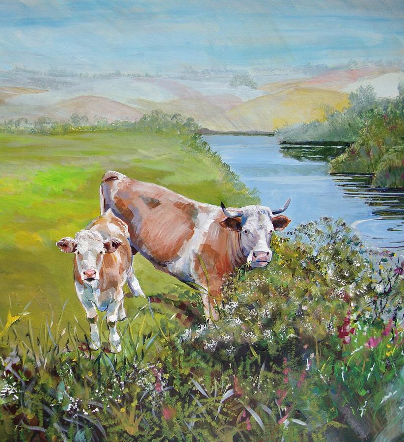 Cows #7 Painting by Mike Jory