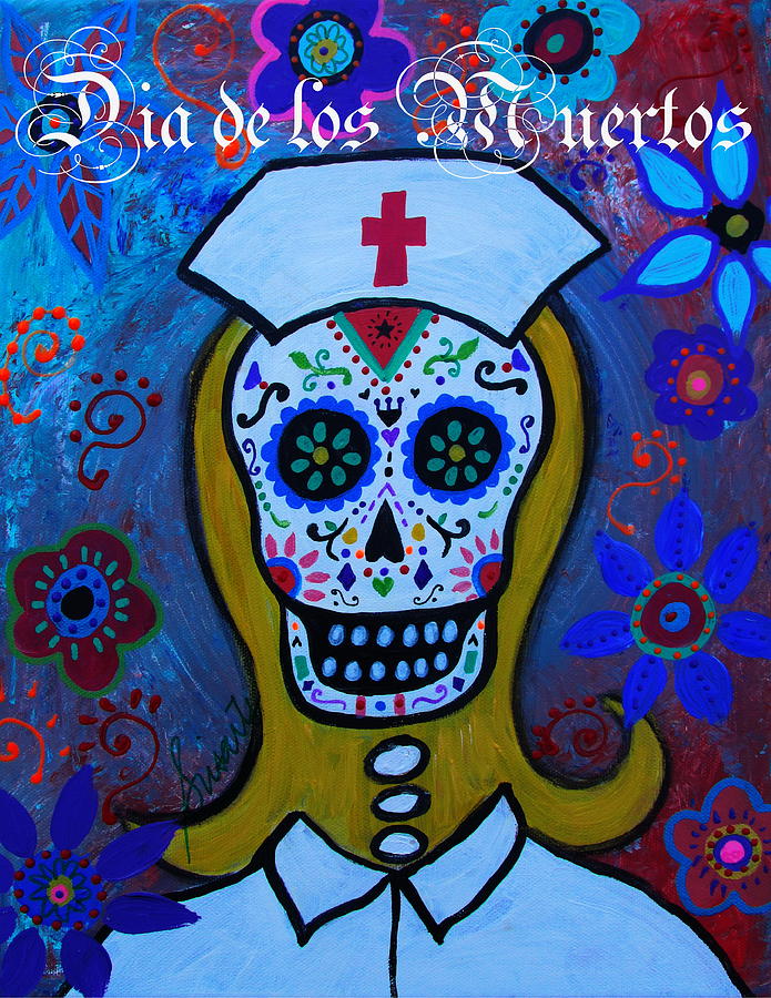 Dia De Los Muertos Nurse #7 Painting by Pristine Cartera Turkus