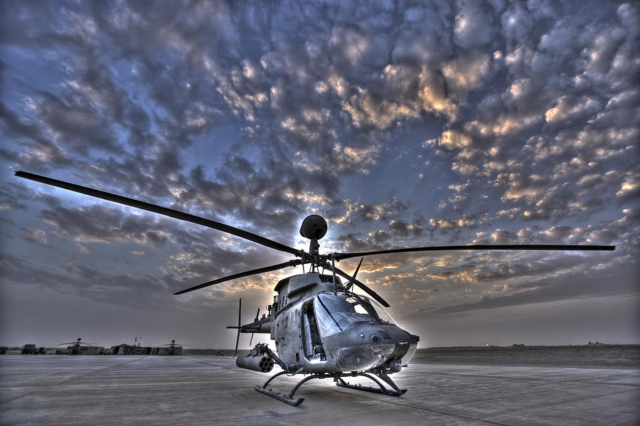 7 exposure HDR image of a stationary Kiowa OH-58D helicopter. Photograph by Stocktrek Images