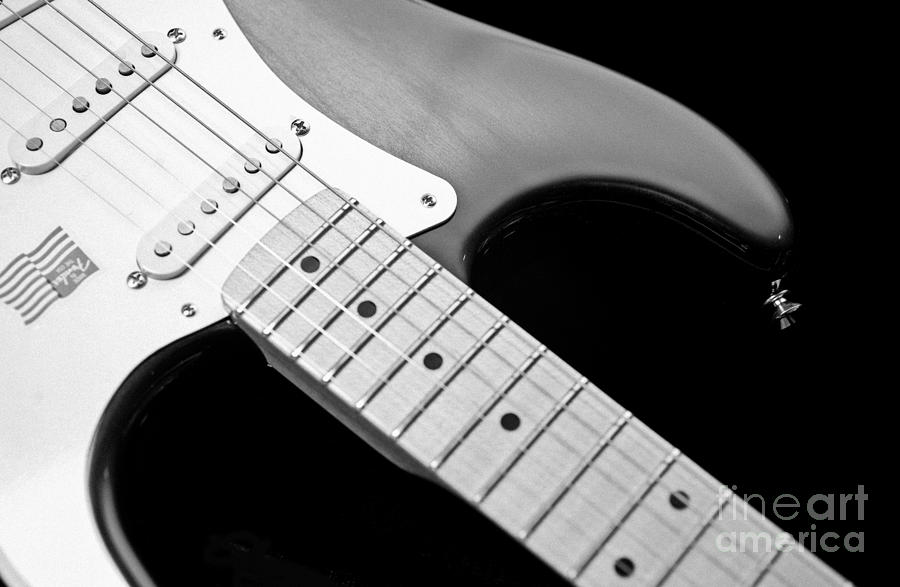 Fender Stratocaster Electric Guitar Black and White #7 Photograph by Jani Bryson