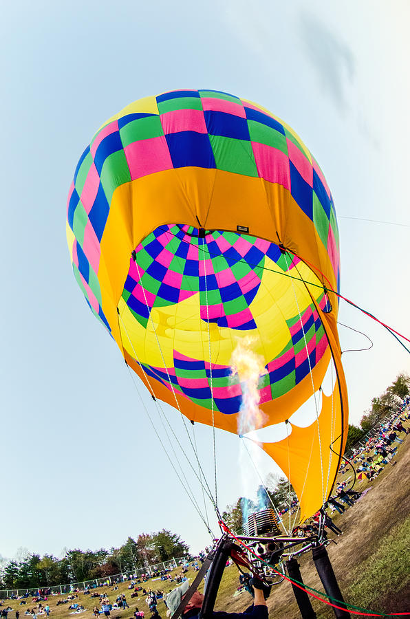 Fire heats the air inside a hot air balloon at balloon festival  #7 Photograph by Alex Grichenko