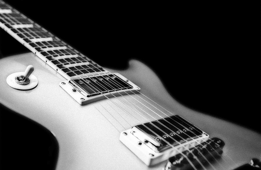 Gibson Electric Guitar BW Artistic Image  #3 Photograph by Jani Bryson