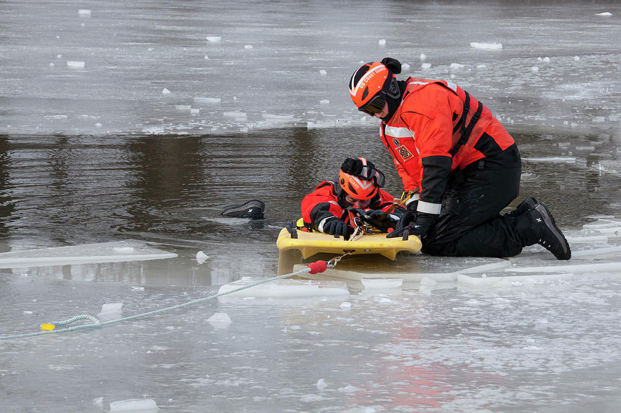 Winter Photograph - Ice Rescue Demonstration #7 by Jim West/science Photo Library