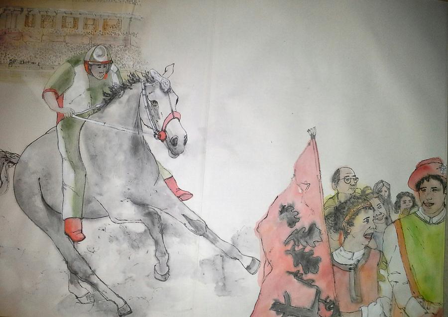 Italian il Palio horse race album #7 Painting by Debbi Saccomanno Chan