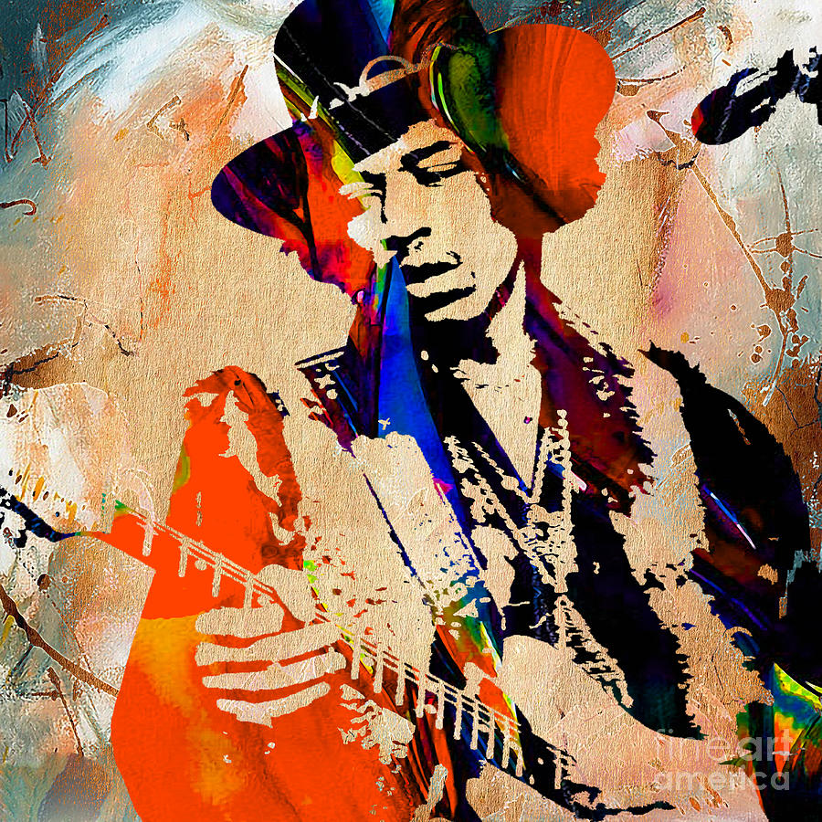 Jimi Hendrix Painting #7 Mixed Media by Marvin Blaine