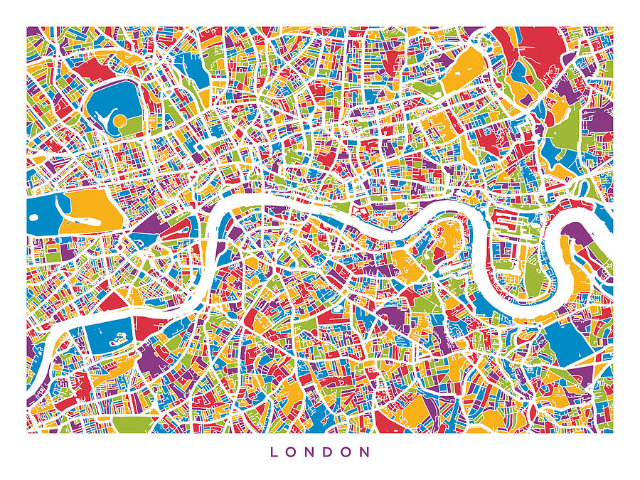 London England Street Map #7 Digital Art by Michael Tompsett