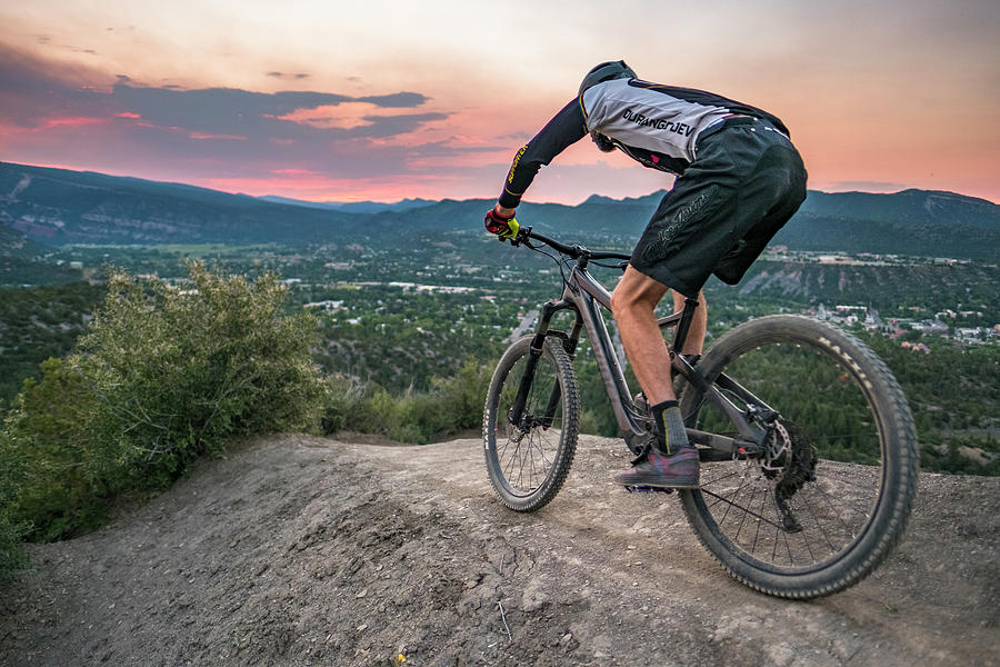 Male Mountain Biker Rides Down Hogs Photograph by Kyle Ledeboer - Pixels