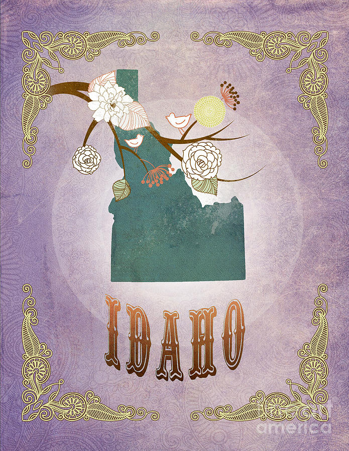 Modern Vintage Idaho State Map Digital Art By Joy House Studio - Fine ...