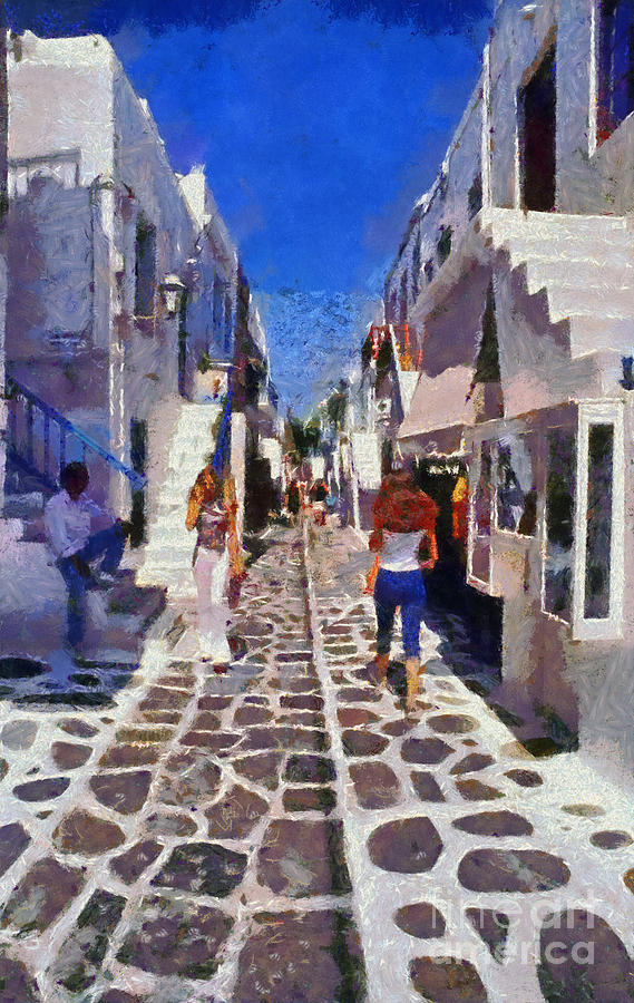Mykonos town #1 Painting by George Atsametakis