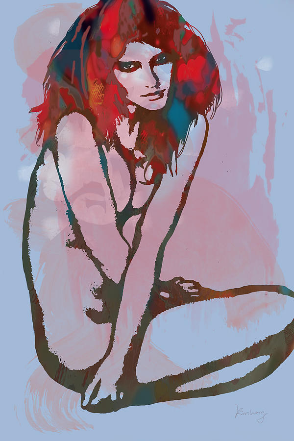Portrait Drawing - Nude pop stylised art poster #5 by Kim Wang