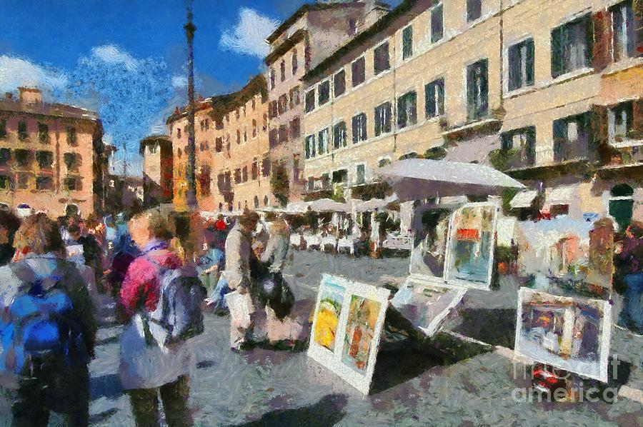 Piazza Navona in Rome #11 Painting by George Atsametakis