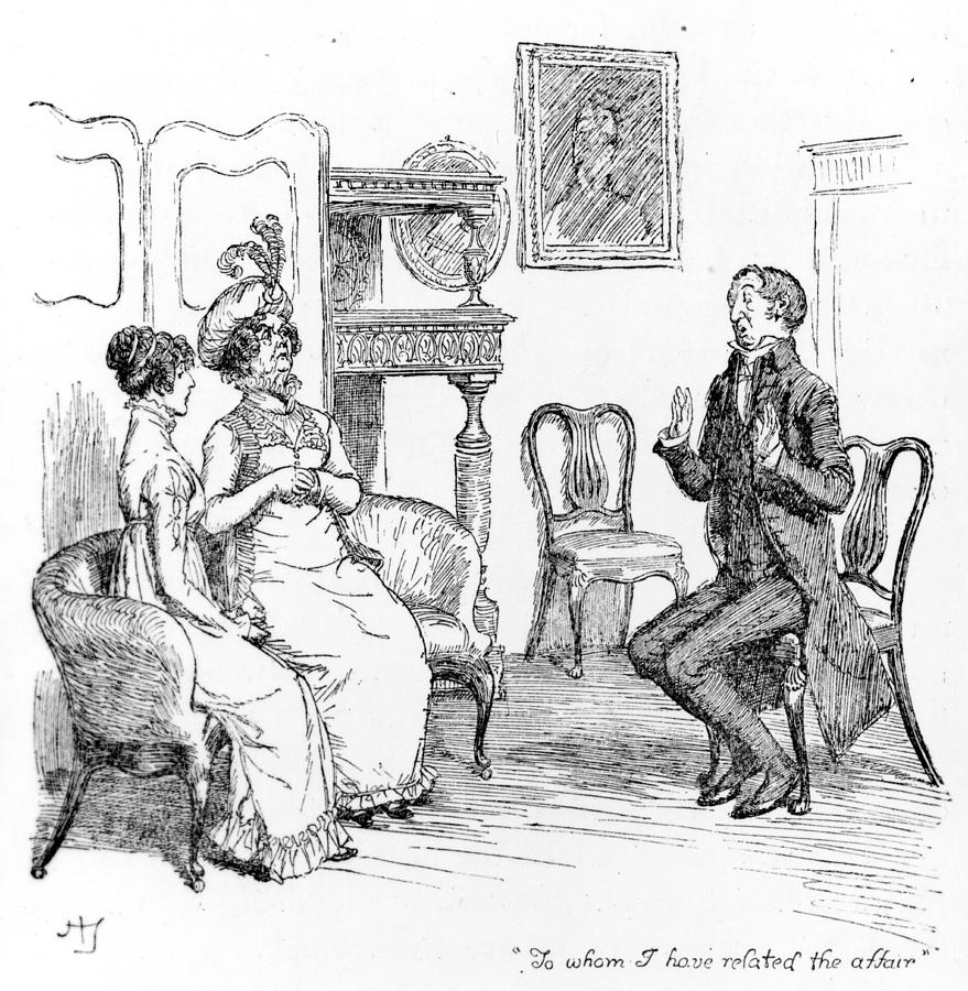 Scene from Pride and Prejudice by Jane Austen Drawing by Hugh Thomson