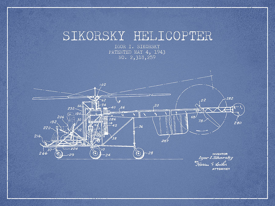 Vintage Digital Art - Sikorsky Helicopter patent Drawing from 1943 #9 by Aged Pixel