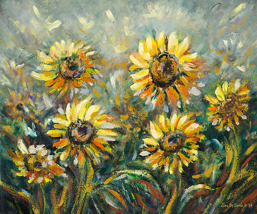Sunflowers #7 Painting by Gina De Gorna