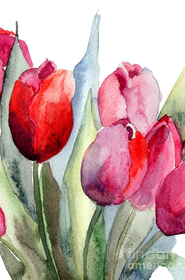 Tulips flowers #7 Painting by Regina Jershova