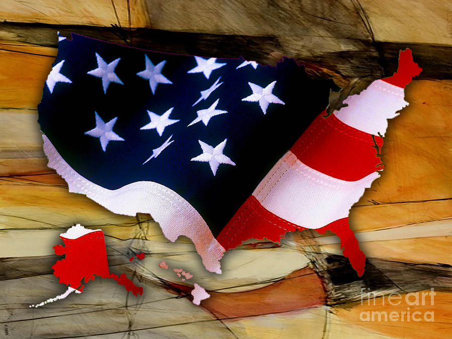 United States Map #7 Mixed Media by Marvin Blaine