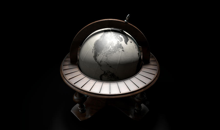 Vintage Digital Art - Vintage Wooden World Globe #7 by Allan Swart