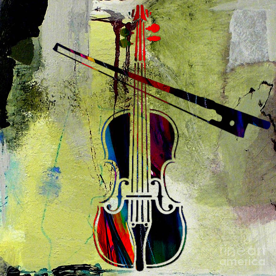 Music Mixed Media - Violin and Bow #8 by Marvin Blaine