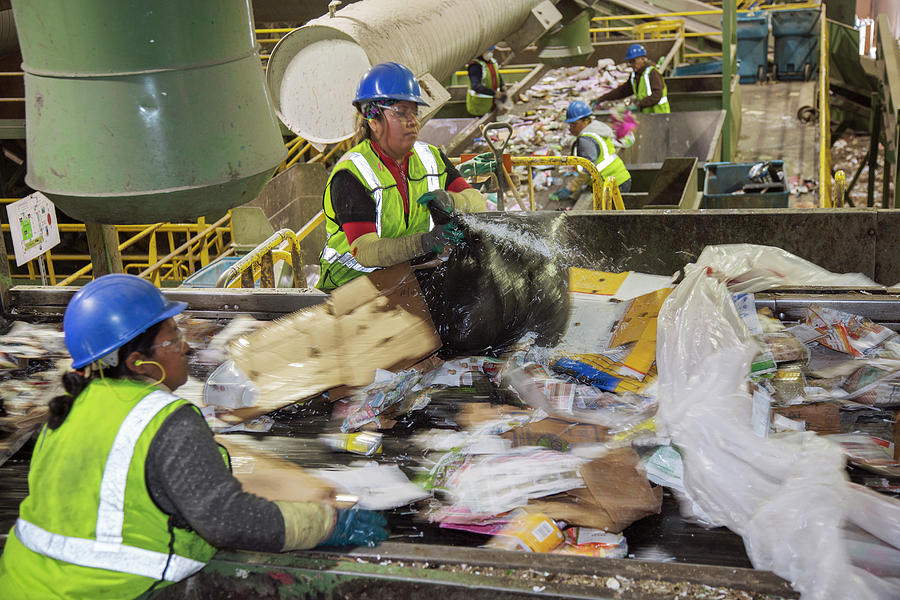 Waste Sorting At A Recycling Centre Photograph by Peter Menzel