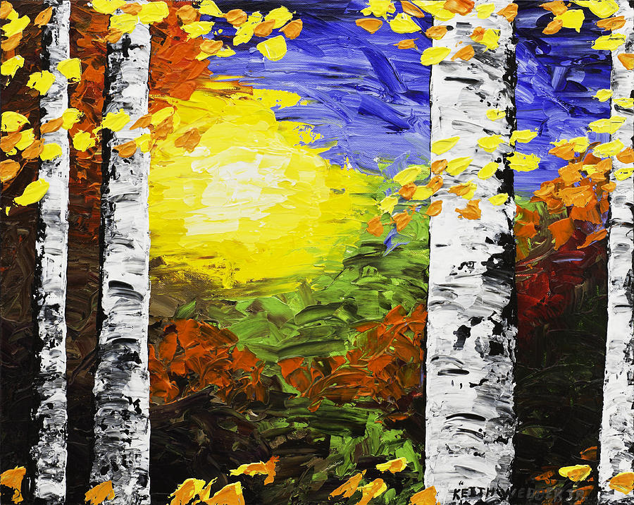 White Birch Tree Abstract Painting In Autumn #7 Photograph by Keith Webber Jr